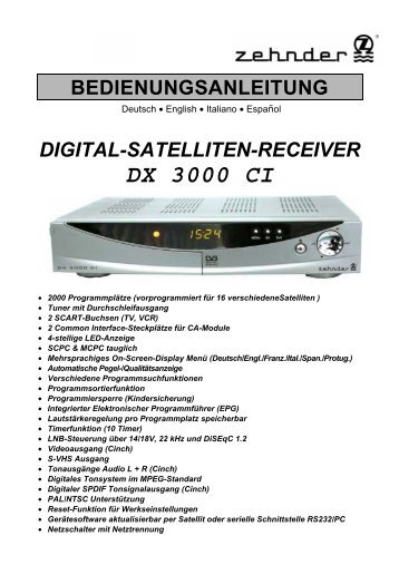 vorprogrammierung dx 3000 ci - Zehnder