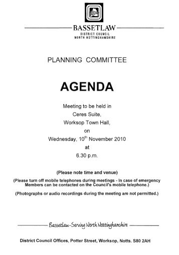 AGENDA - Bassetlaw District Council