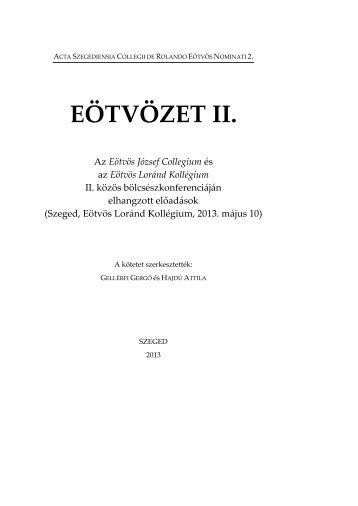 A konferenciakötet online változata itt olvasható. - Eötvös Loránd ...