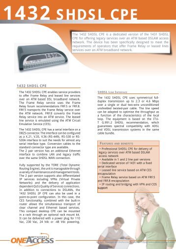 Modem Router 1432 datasheet - Starbridge Networks