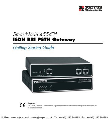 Patton SmartNode 4554 User Manual (PDF) - VoIPon Solutions