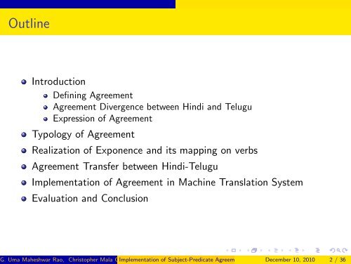 Implementation of Subject-Predicate Agreement in Hindi and Telugu ...