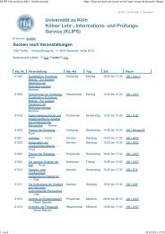 Veranstaltungen nach Nummern - koost - UniversitÃ¤t zu KÃ¶ln