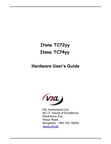 Itona TC72yy Itona TC74yy Hardware User's Guide - VXL Instruments