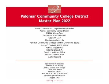 Palomar Community College District Master Plan 2022