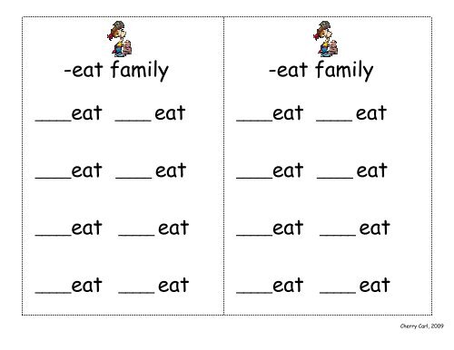 eat Word Family List - Little Book Lane
