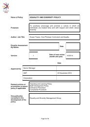 EQUALITY AND DIVERSITY POLICY - Macclesfield College