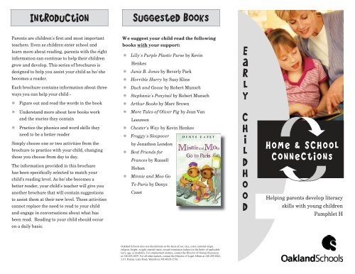 Literacy Checklist Flyer Early H.indd - Oakland Schools