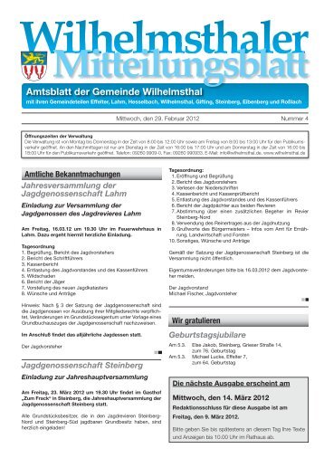 Amtsblatt der Gemeinde Wilhelmsthal