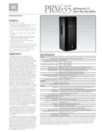 PRX635 Spec Sheet - JBL Professional