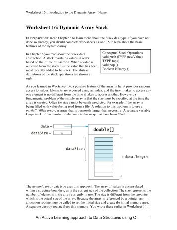Worksheet 16: Dynamic Array Stack - Classes