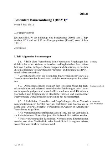 700.21 Besondere Bauverordnung I (BBV I)61 - LexFind