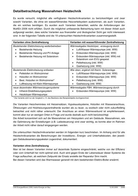 Ersatz von Elektroheizungen Zertifikatsarbeit CAS Energieeffizienz ...