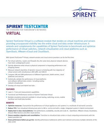 Spirent TestCenter Virtual Datasheet - Spirent Communications