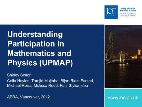 Understanding Participation in Mathematics and Physics (UPMAP)