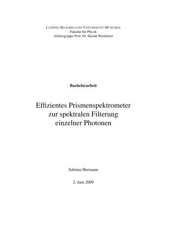 Effizientes Prismenspektrometer zur spektralen Filterung einzelner ...