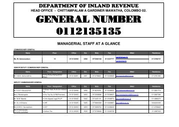 Contact Details - sri lanka inland revenue department website