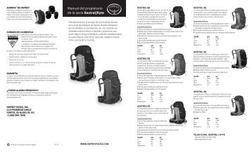 Manual del propietario de la serie Kestrel/Kyte - Osprey Packs, Inc