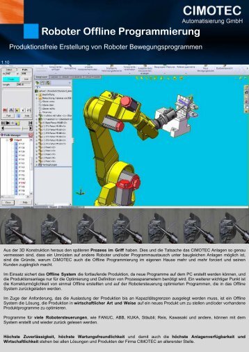 Roboter Offline Programmierung - CIMOTEC Automatisierung Gmbh