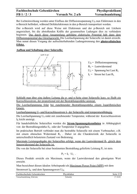 Kennlinien von Solarzellen