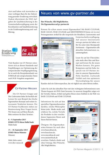 GV-Partner Magazin 2/2013 als pdf - CHEFS CULINAR