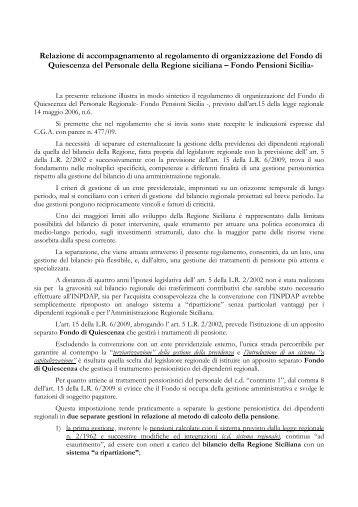 Relazione di accompagnamento al regolamento ... - Regione Siciliana