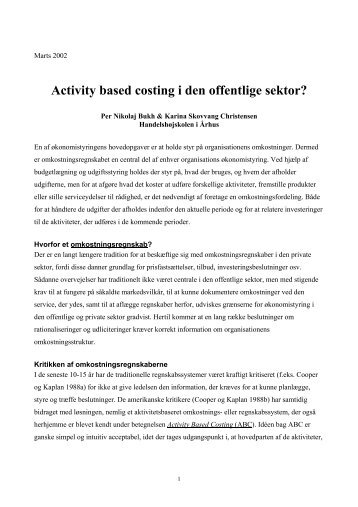 Activity based costing i den offentlige sektor? - Per Nikolaj Bukh ...