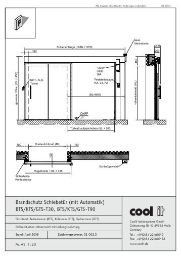Brandschutz Schiebetür (mit Automatik) - Coolit Isoliersysteme Gmbh