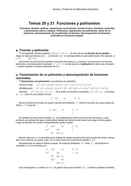 Temas 20 y 21: Funciones y polinomios