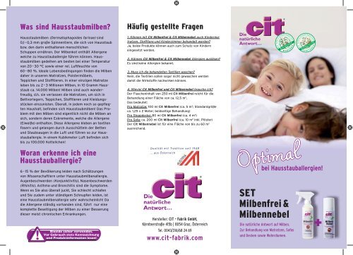 das Set aus Cit Milbenfrei & Cit Milbennebel - Cit Fabrik chemisch