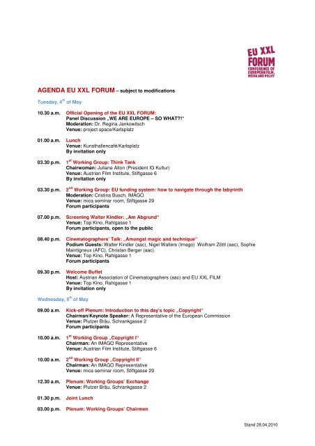 AGENDA EU XXL FORUM english version