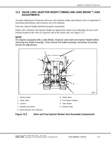 12.2 VALVE LASH, INJECTOR HEIGHT (TIMING) AND ... - ddcsn