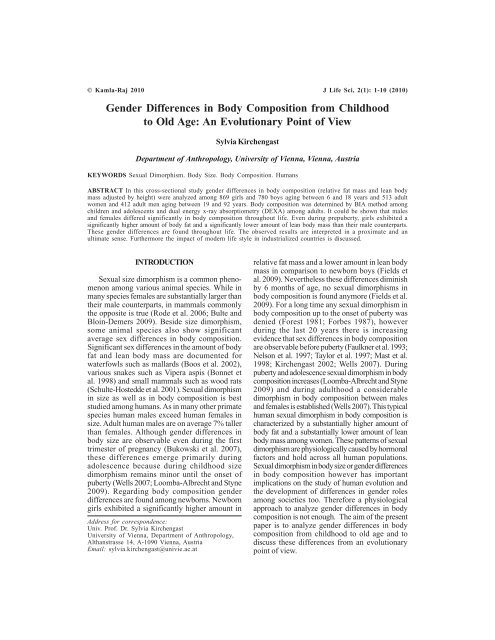 Gender Differences in Body Composition from Childhood to Old Age ...