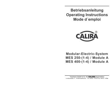 Betriebsanleitung Operating Instructions Mode d´emploi - Calira