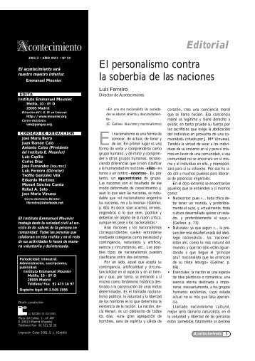 Editorial El personalismo contra la soberbia de las naciones