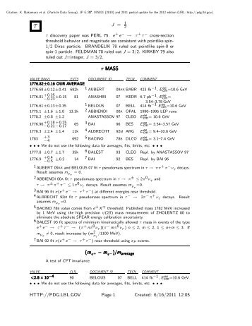 tau - Particle Data Group