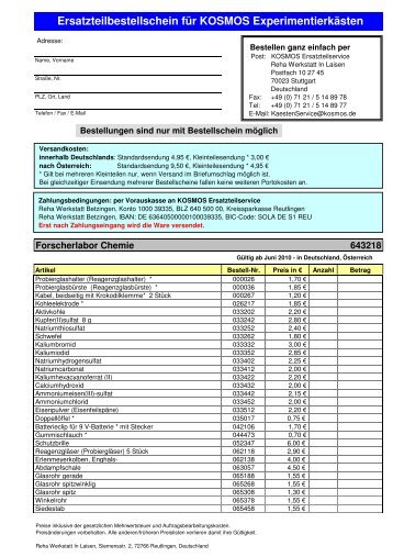 643218 Forscherlabor Chemie - Kosmos