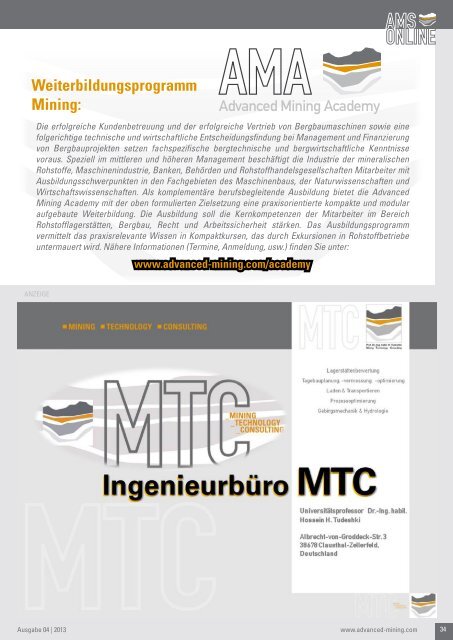 Bissendorf, November 2013 - Advanced Mining Solutions