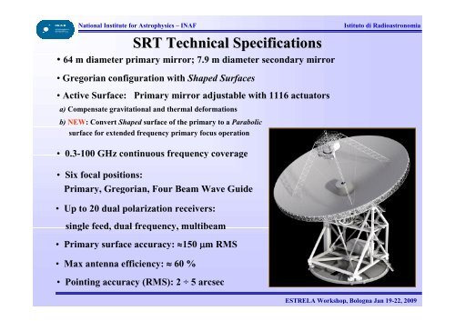 The multibeam receiver for SRT, the Sardinia Radio Telescope - Inaf