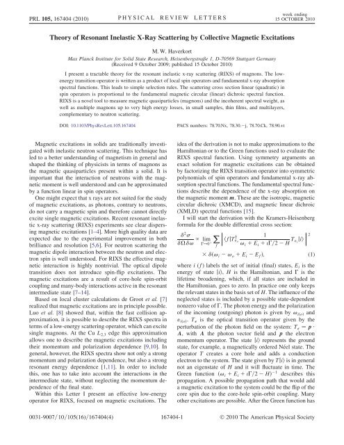 Theory of Resonant Inelastic X-Ray Scattering by Collective ...