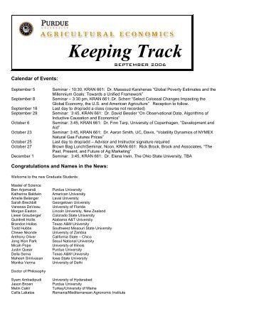 Keeping Track - Department of Agricultural Economics - Purdue ...