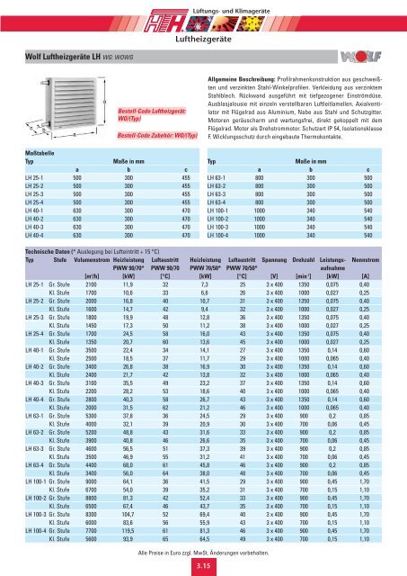 03 Technische Preisliste 2011 - Felderer