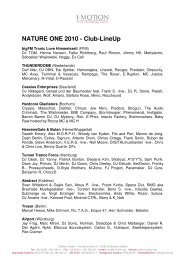 NATURE ONE 2010 - Club-Lineup