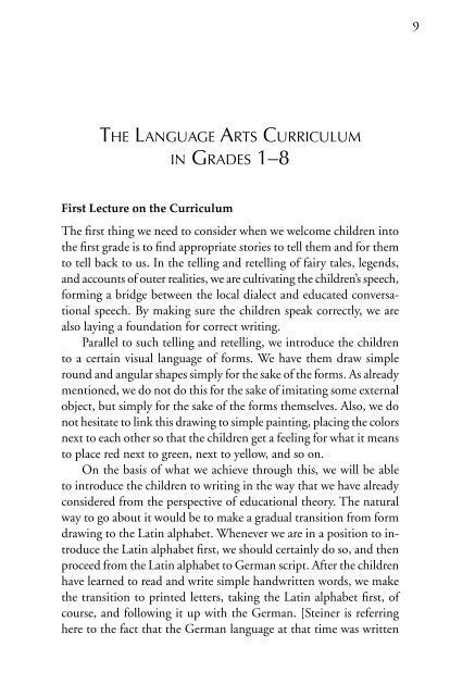 Teaching Language arTs in The WaLdorf schooL