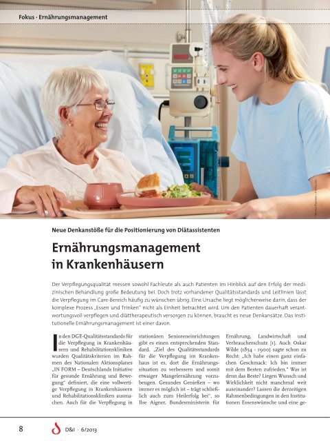 Hier Fokus 6/13: Ernährungsmanagement in Krankenhäusern