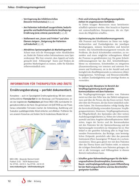 Hier Fokus 6/13: Ernährungsmanagement in Krankenhäusern