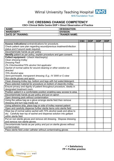 CVC Dressing Change Competency