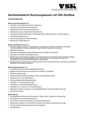 Sachbearbeiter/in Rechnungswesen mit VSK Zertifikat - Verband ...