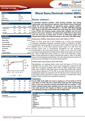 Bharat Heavy Electricals Limited (BHEL) - ICICI Direct