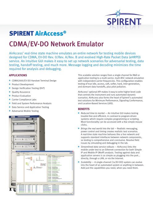 CDMA/EV-DO Network Emulator - Spirent Communications